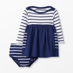 Hanna Andersson Navy and White Striped Dress with Diaper Cover